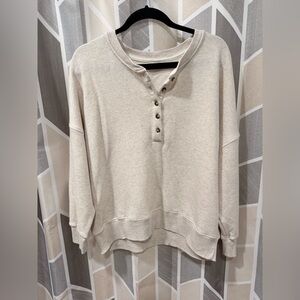 Maurices Cream Button-Up Sweatshirt